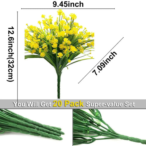 Artificial Flowers Fake Outdoor Plants UV Resistant  Plastic Shrubs, Indoor and  Decoration