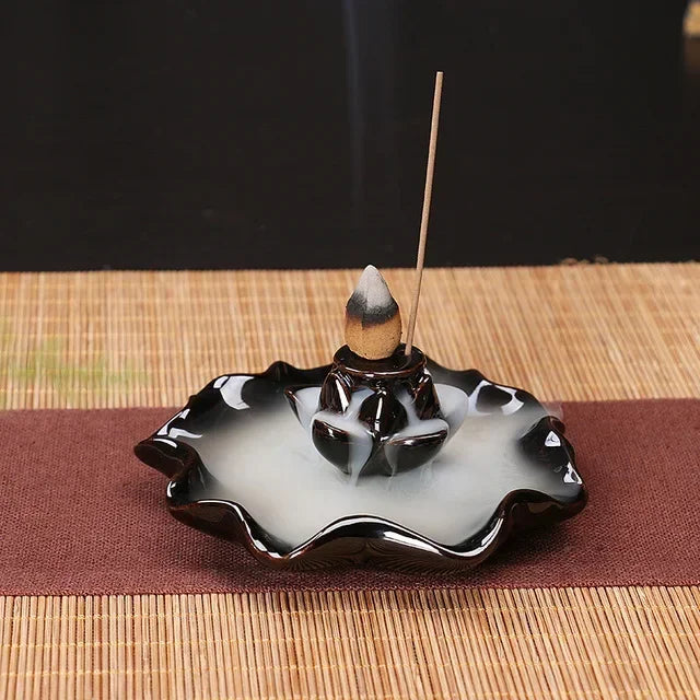Free 20Pcs Incense cones Creative Home Decor Backflow Stick Incense Burner Ceramic Censer Home Decoration Use In Home Teahouse