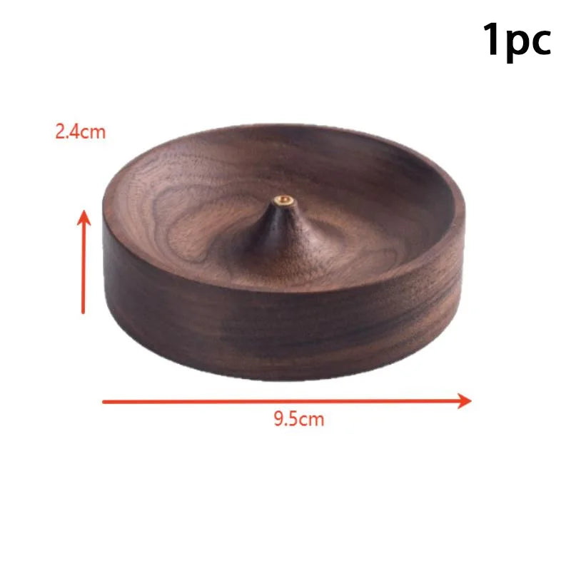 SI1pc new Incense Stick Handmade Tea Ceremony Round Incense Burner Agarwood Tray Holder North American Black Walnut Solid Wood