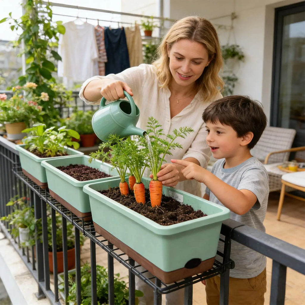 Self-watering planter for indoor and balcony vegetable growing, Suitable for cuttings, seedlings, herbs, African violets