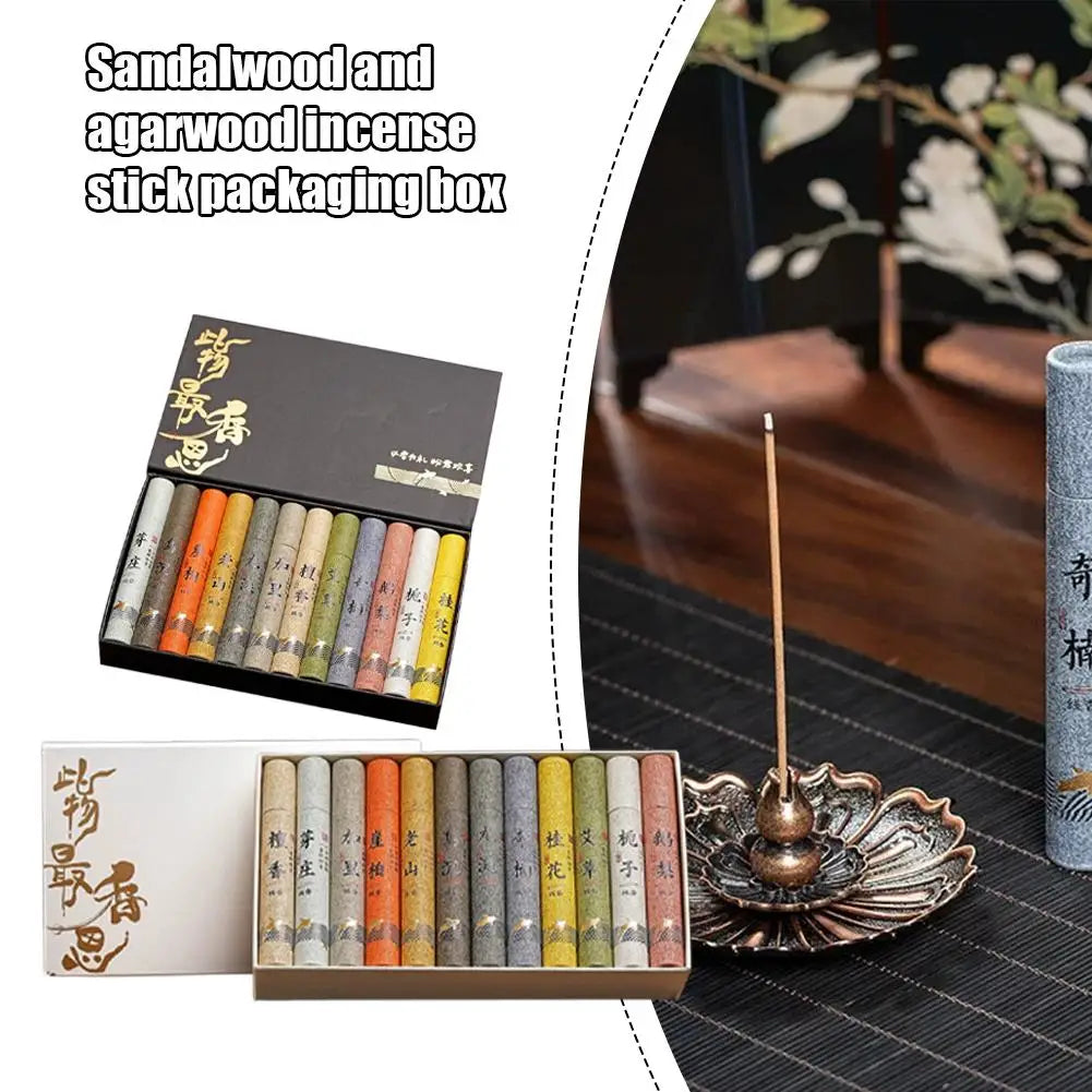 Chinese 12 kinds of scented Incense Stick Gift Box Set natural linear Aromatherapy For Home Indoor Yoga Zen Meditation Soothing