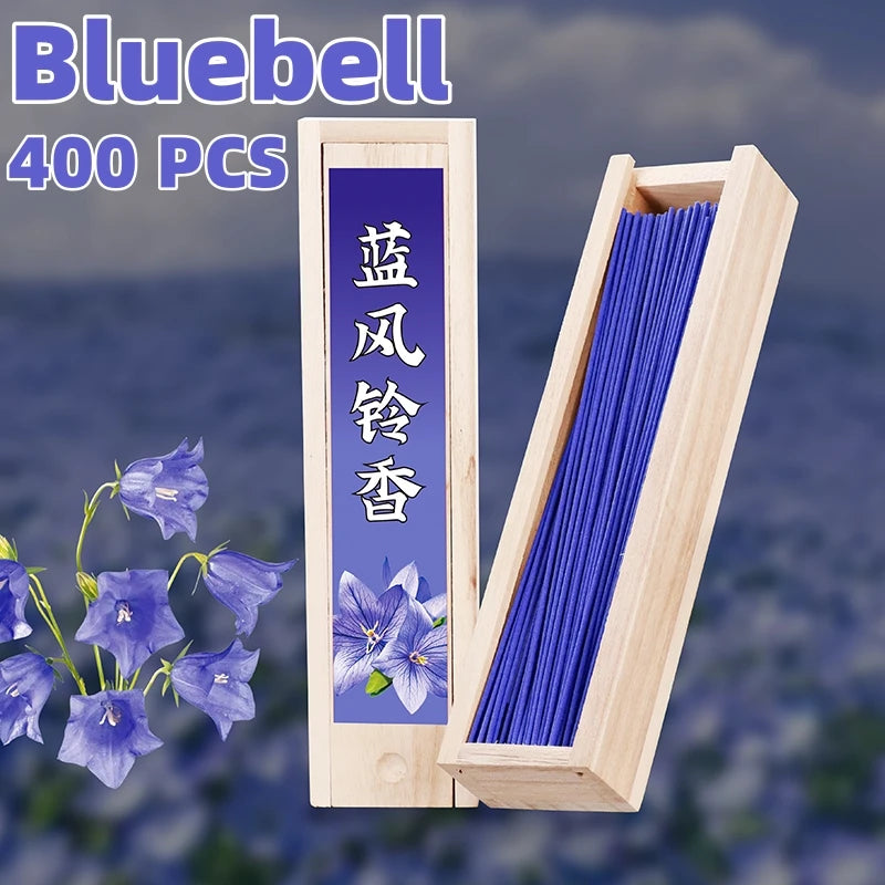 Elegant Scented Incense Sticks Bundle 200/400 pcs - Lavender Bluebell Mint Jasmine 30mins Burn Time for Home, Office,Yoga,Sleep