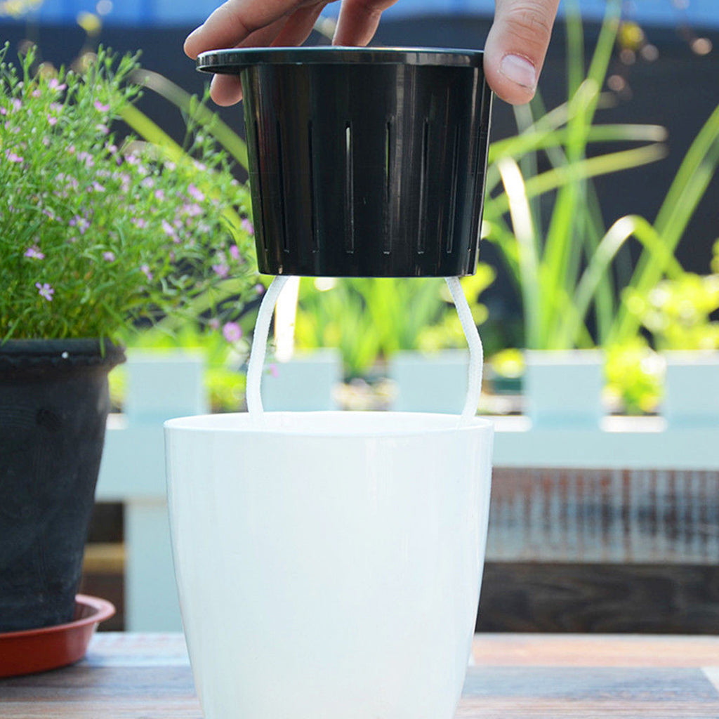 6Pcs Self Watering Pots With Cotton Rope for Indoor Plants 4.7 Inch Self Watering Flower Pot Decorative Garden PP Planter