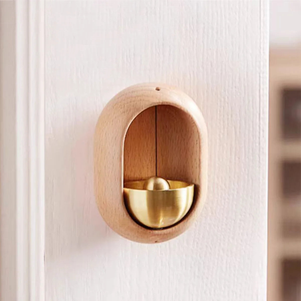Magnetic Wood Doorbell Chime Hanging Wooden Wind Chimes Copper Bell Walnut Windbell Doorbells Vintage Door Bell Home Decorations