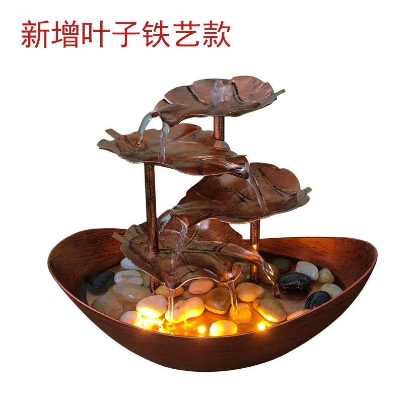 Tabletop Fountain Waterfall Fountain for Indoor Decor Water Over Sailing Lotus Leaf Electric Pump Soothing Calming and Relaxing