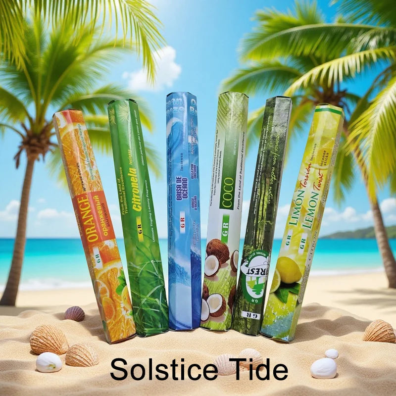 6 Sets of 120 Indian Incense Sticks Palo Santo Lavender Jasmine Meditation Fresh Air Scent Aroma Home Long-Lasting Fragrance