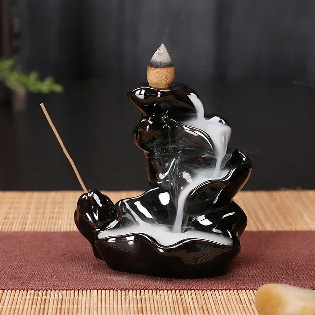 Free 20Pcs Incense cones Creative Home Decor Backflow Stick Incense Burner Ceramic Censer Home Decoration Use In Home Teahouse
