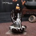 Ceramic Waterfall Backflow Incense Burner, Lotus Buddha Hand Design, Misty Smoke Effect for Zen Meditation, Home Good Luck Decor