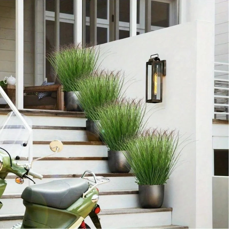 10 PCS Artificial Green Plants- Resin Onion Grass Suitable for Indoor/Outdoor Decoration- Can Used Festive Weddings Decorations