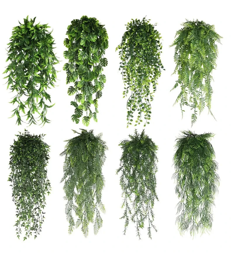 Persian fern Leaves Vines Home Room Decor Hanging Artificial Plant Plastic Leaf Grass Wedding Party Wall Balcony Decoration