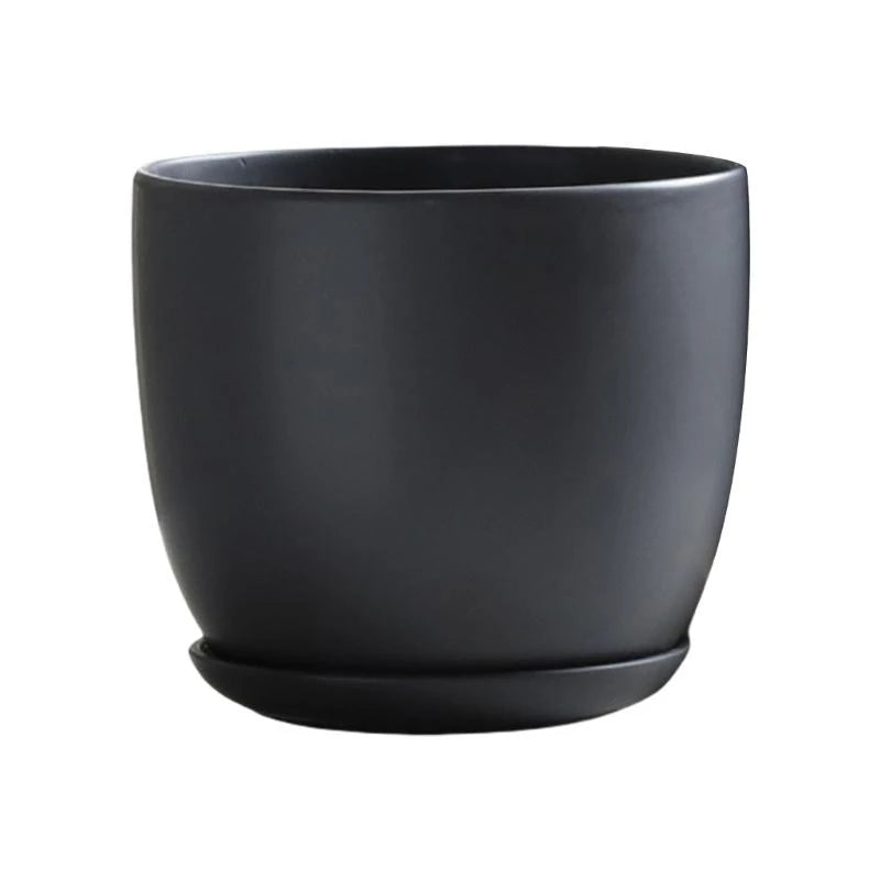 Classical Black Flower Pot For Indoor And Outdoor Plant Lovers Desktop Ornament