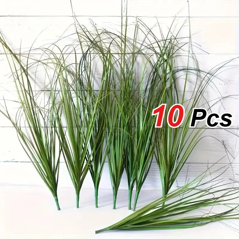 10 PCS Artificial Green Plants- Resin Onion Grass Suitable for Indoor/Outdoor Decoration- Can Used Festive Weddings Decorations