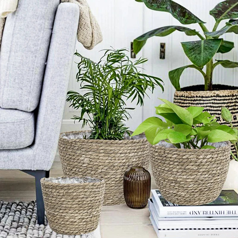 Seagrass Basket Planters Rattan Flower Basket Indoor Outdoor Plant Containers Home Decoration Flower Handmade Basket