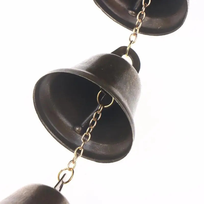 Handmade Metal Wind Chime Classic Rustic Iron Bell with Decor Chain Outdoor Hanging Decor for Courtyard Garden Wall