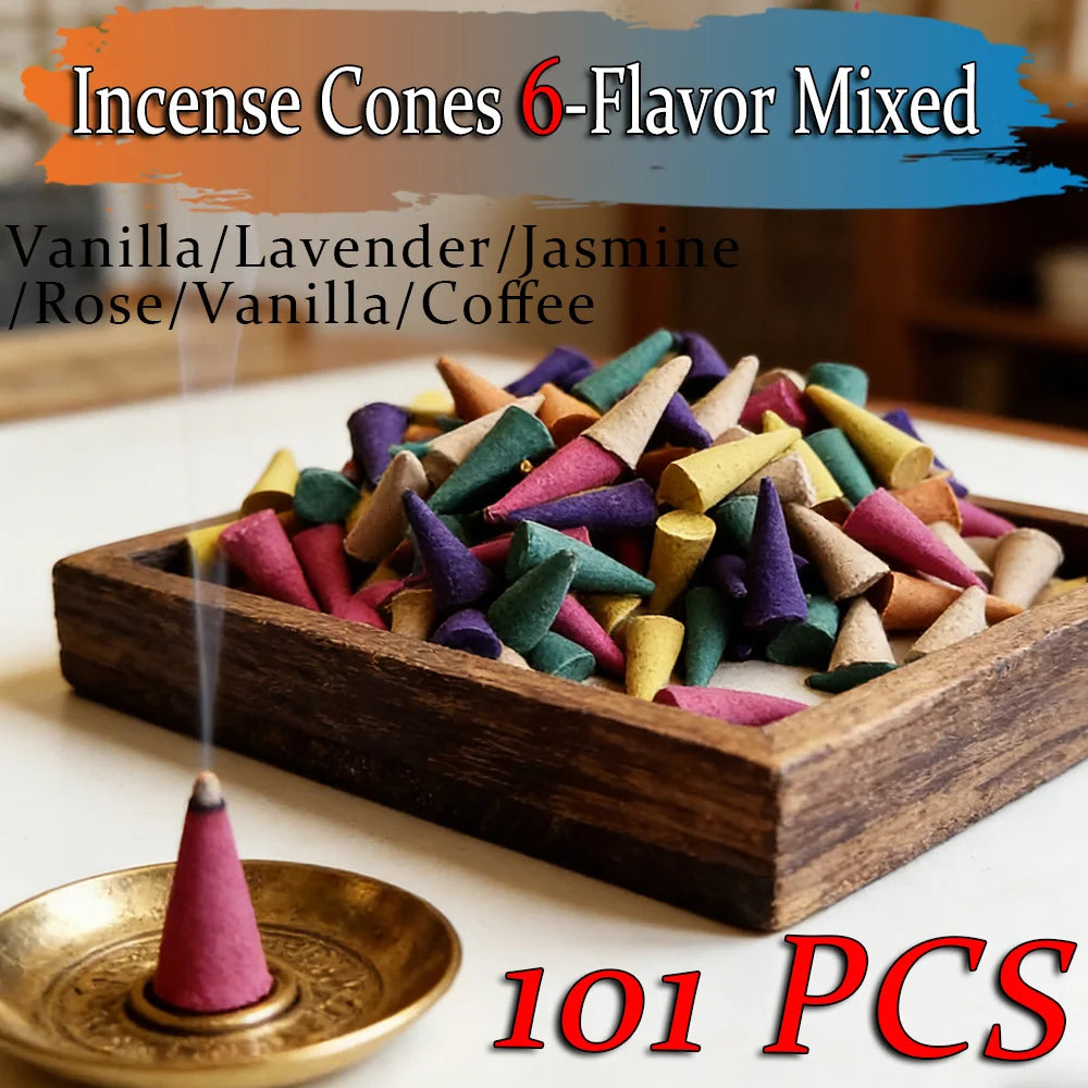 High-Quality Natural Incense Sticks, 2.7cm Tall Cones, with Scents of Vanilla, Coffee, Jasmine, Mint, Lavender, Rose, Etc., Rich in Fragrance, Burn for a Long Time, Creating an Aesthetic Smoke Effect, Suitable for Purifying t