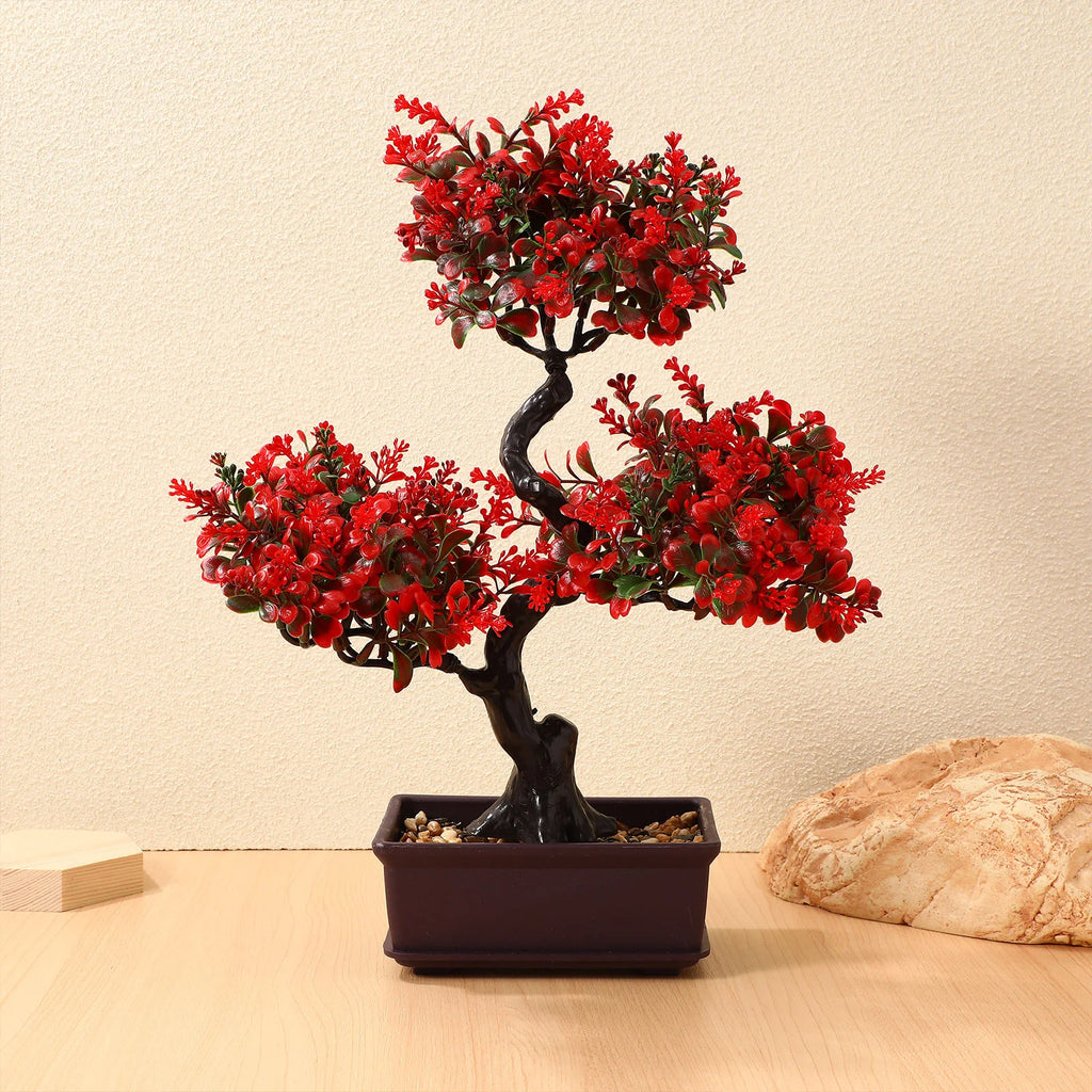 Realistic Artificial Bonsai Tree Indoor Decor Plants Desk Home Office Japanese Pot Artificial Flowers Premium Material Safe
