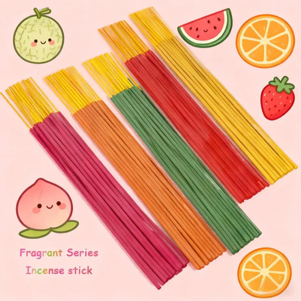 150 High-Quality Handmade Fruit-Flavored Incense Sticks, Strawberry, Peach, Watermelon, Cantaloupe, Orange, Grapefruit, with a Burning Time of up to 45 to 60 Minutes Suitable for Courtyards, Meditation, Fitness, Yoga, Hotels,