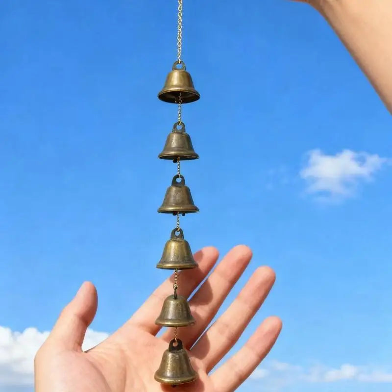 Handmade Metal Wind Chime Classic Rustic Iron Bell with Decor Chain Outdoor Hanging Decor for Courtyard Garden Wall