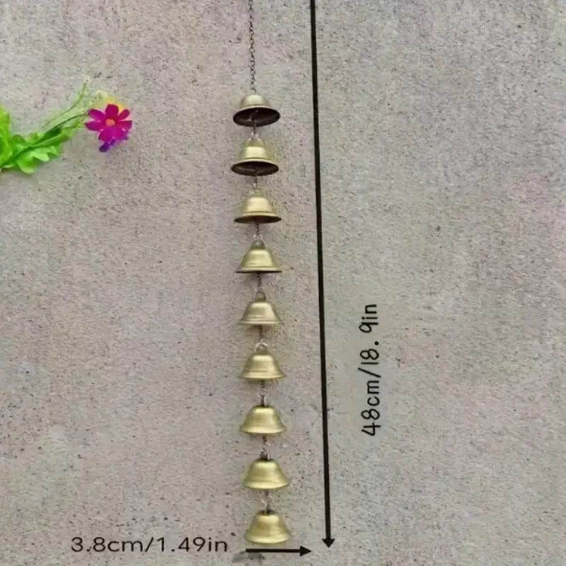 Handmade Metal Wind Chime Classic Rustic Iron Bell with Decor Chain Outdoor Hanging Decor for Courtyard Garden Wall