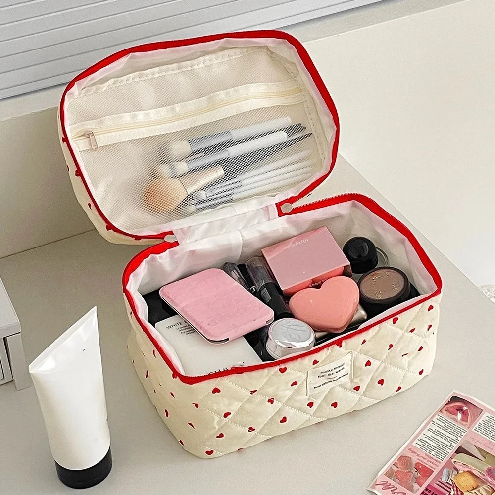 Fashion Ins Black Flower Women Quilting Bags Handbag Travel Organizer Cosmetic Makeup Storage Pouch Portable Zipper Tote Bag