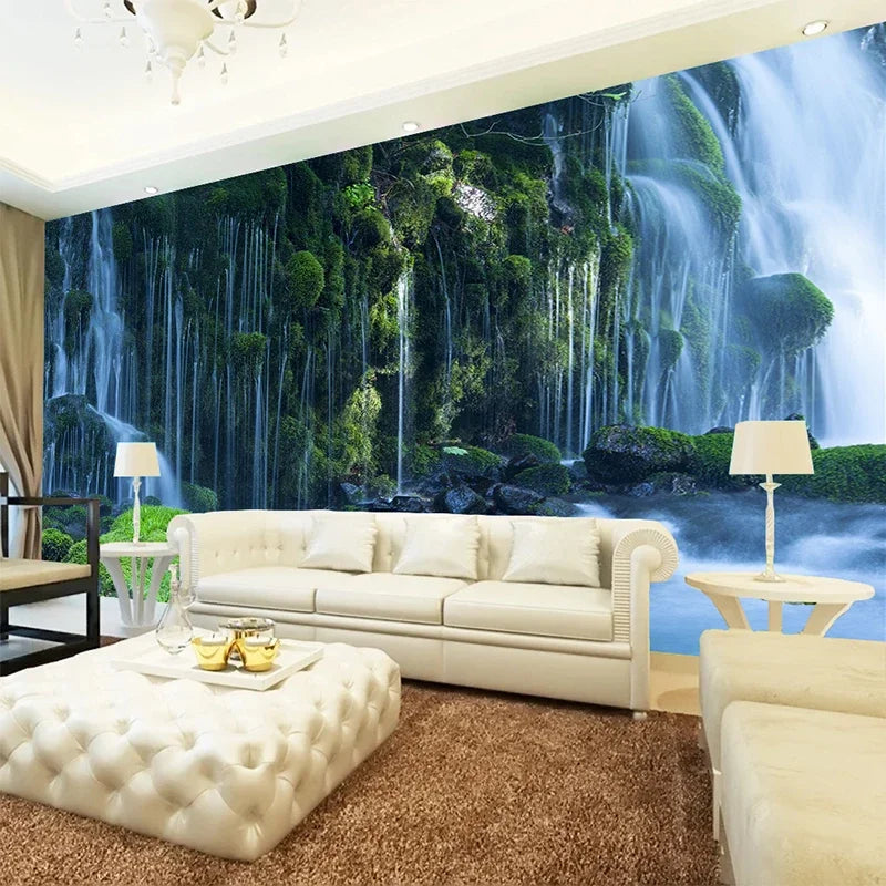Waterfall Landscape Custom 3D Photo Wallpaper Natural Scenery Wall Murals Decals Home Decor Wallpaper Roll For Bedroom Walls
