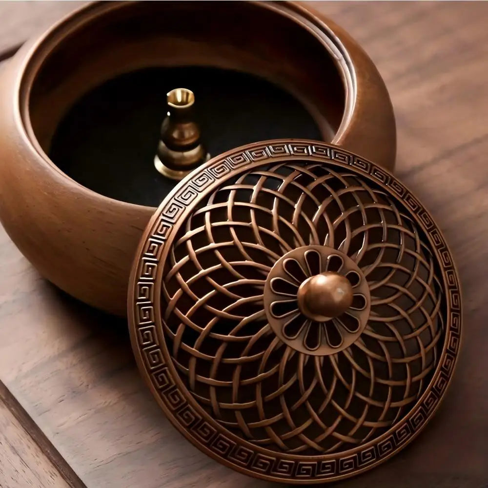 Solid Wood Pan Incense Burner, Indoor Aromatherapy Burner With Sandalwood Incense, Tea Ceremony ,prayer rooms, yoga Decoration