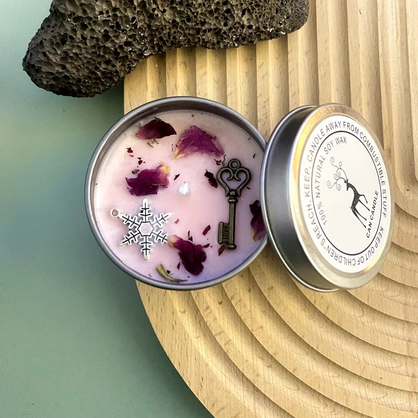 8OZ Crystal Candle Wholesale Tin Can Vanilla Scented Candles In Jars Real Herbs Crystal Candles Home Decoration Lily Rose