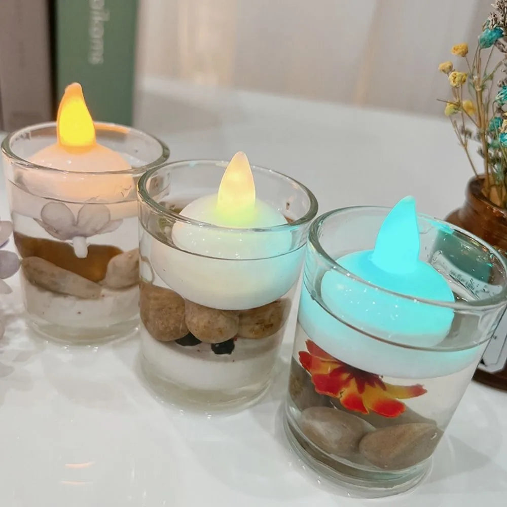 5Pcs Diwali Diya LED Light Floating on Water Electric Candle Lamp Glowing Decor Water Sensor Candles