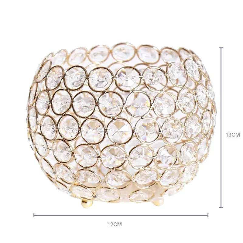 Gold Crystal Candle Holder Table Decorations for Honey Candles Holders Weddings Decoration Tea lights Holder Bases for Candle