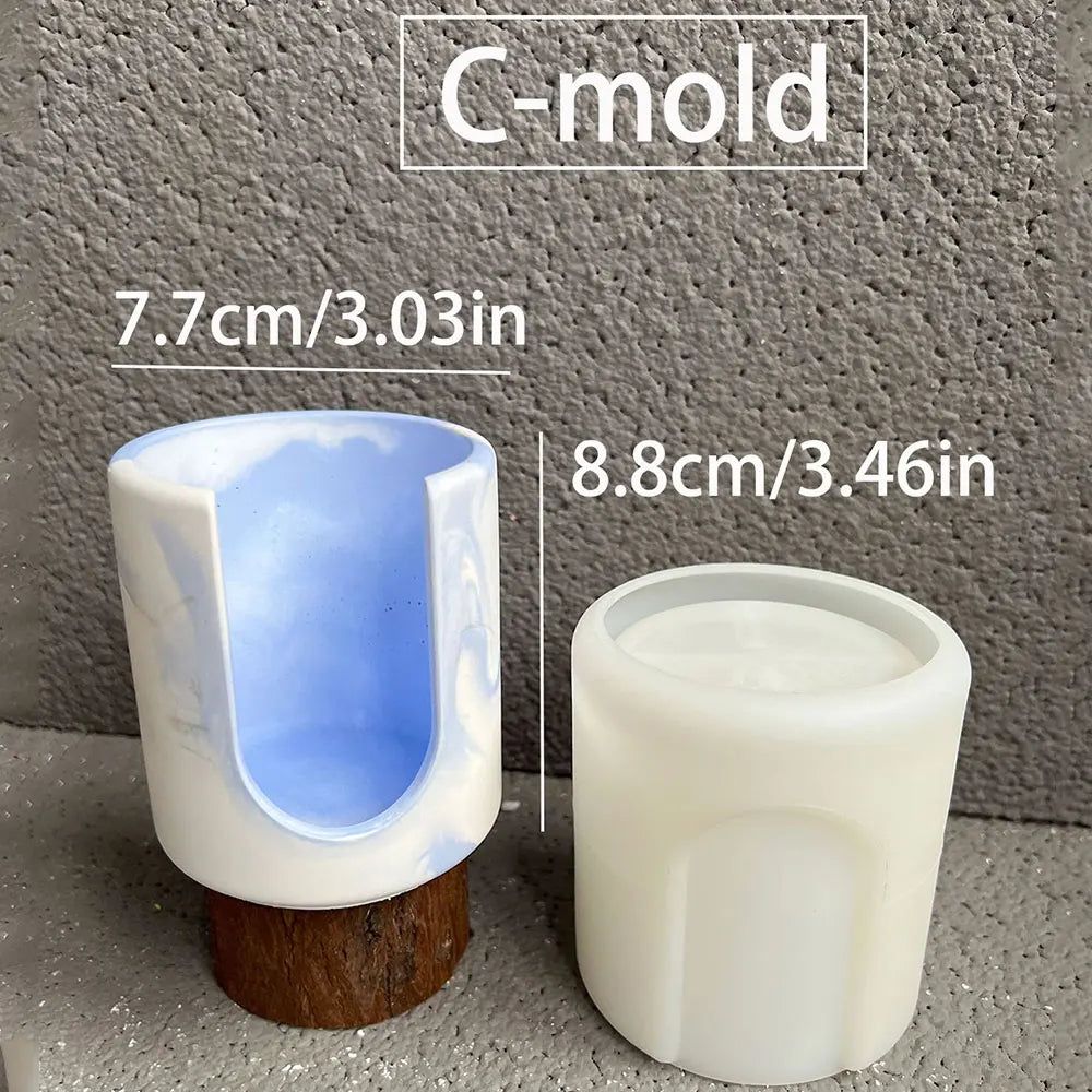 Heating Aroma Candle Holder Concrete Silicone Mold Round Melted Wax Furnace Diffusing Gypsum Hydroponic Test Tube Planters Mould