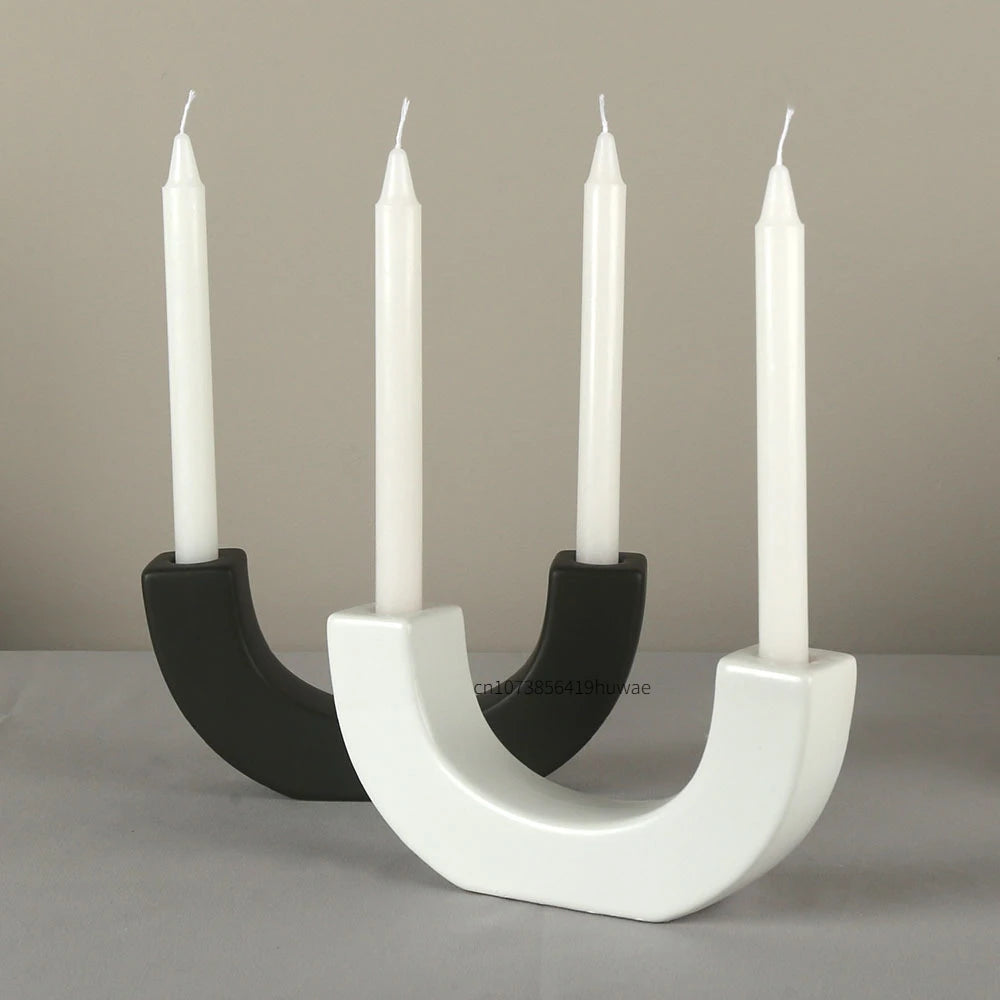 S/M/L/U-Shape Candle Holder Silicone Mold Crystal Mirror Epoxy Resin Mould DIY Cement Gypsum Arched Mould Candlestick Home Decor