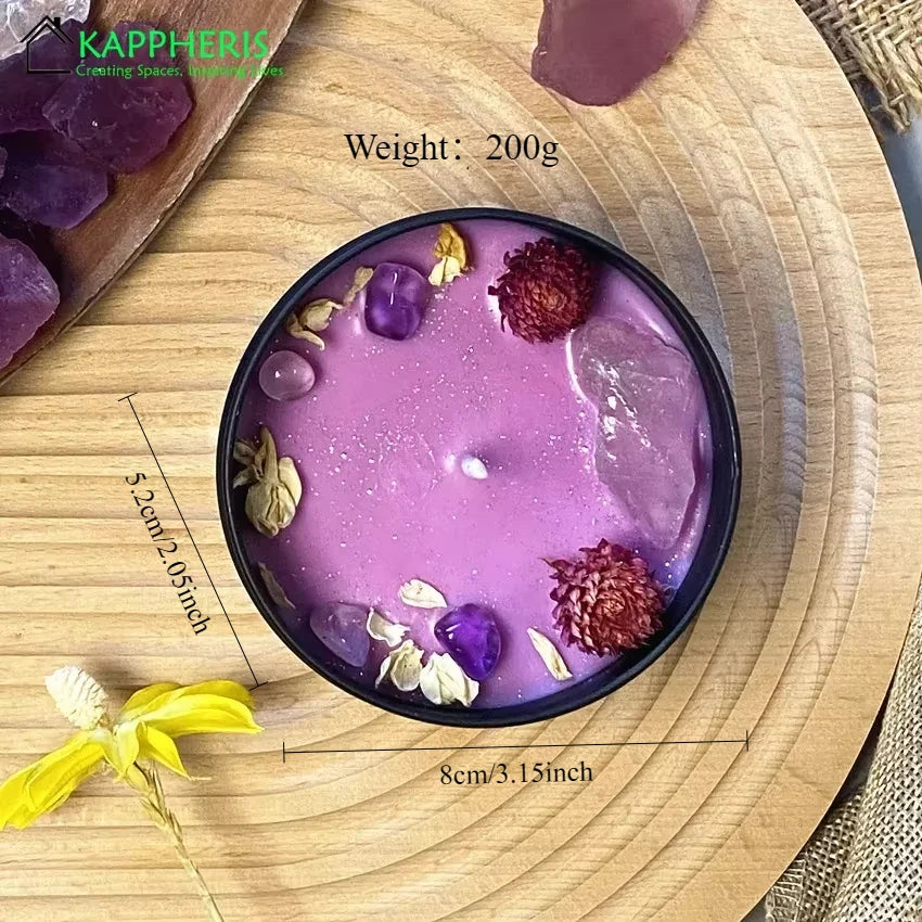 8OZ Crystal Candle Wholesale Tin Can Vanilla Scented Candles In Jars Real Herbs Crystal Candles Home Decoration Lily Rose