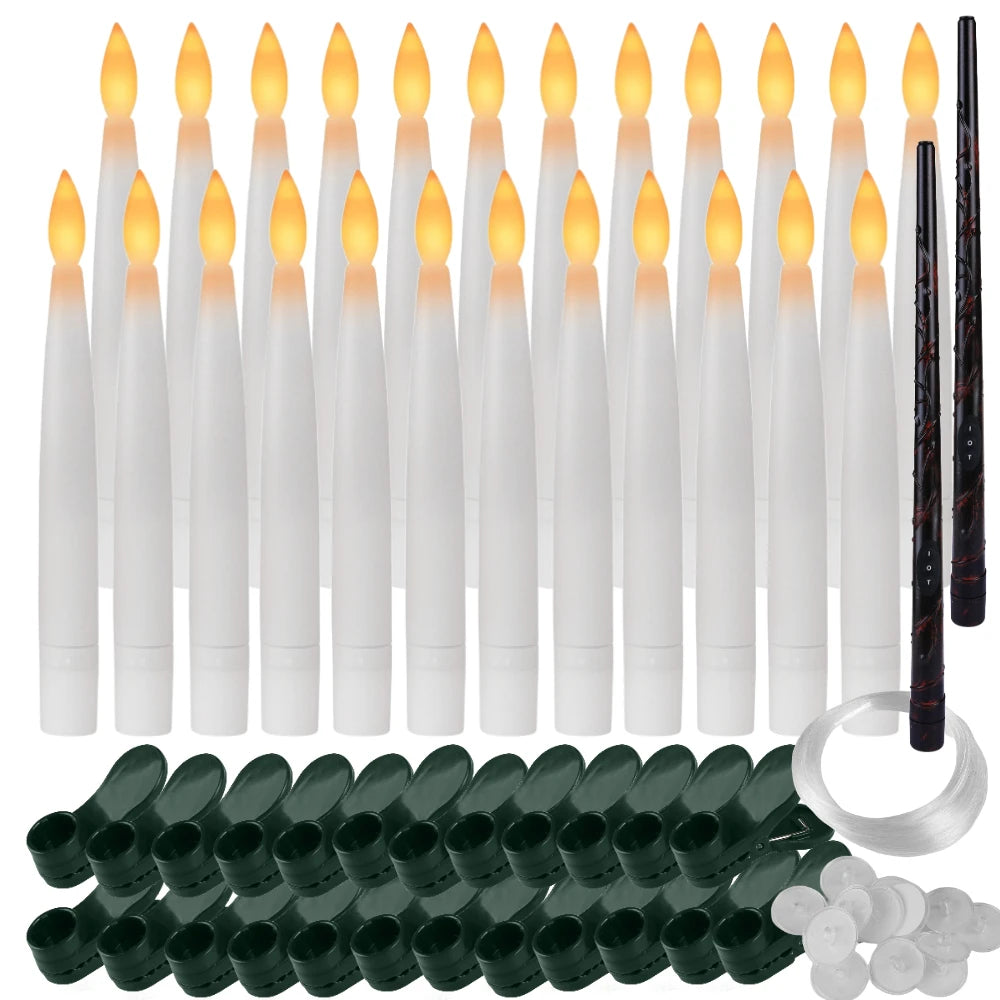 10/20/30Pc LED Flameless Flickering 12CM Taper Clip-On Candles Drip Timer Remote Control Cordless Christmas Tree Holiday Decor