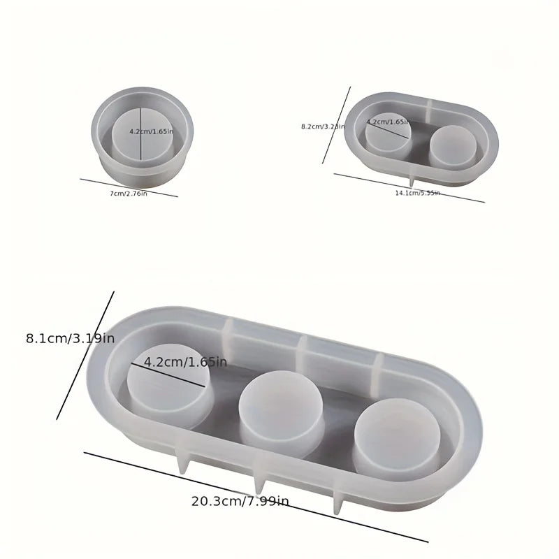 1/2/3 Hole DIY Crystal Epoxy Plastic Resin Mold Porous Round Aromatherapy Gypsum Candle Holder Ornament Silicone Mold