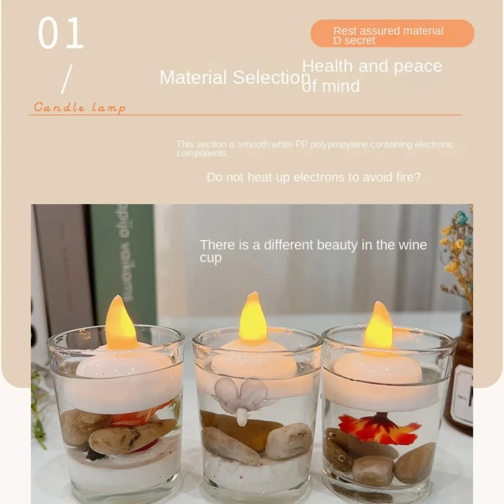 5Pcs Diwali Diya LED Light Floating on Water Electric Candle Lamp Glowing Decor Water Sensor Candles