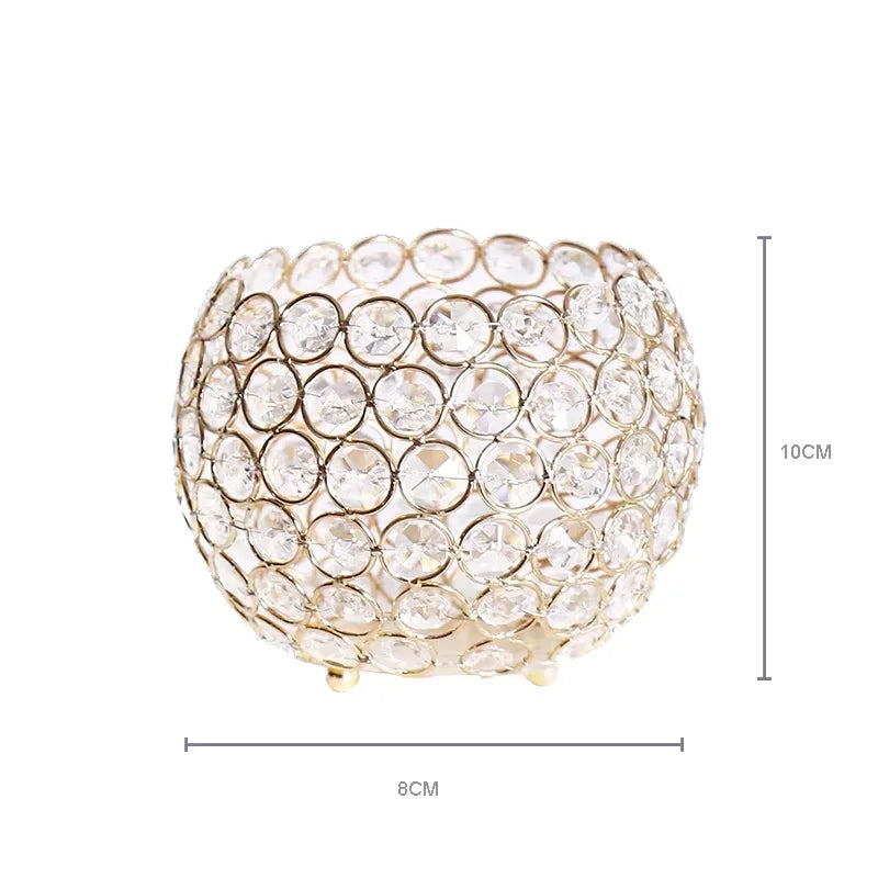 Gold Crystal Candle Holder Table Decorations for Honey Candles Holders Weddings Decoration Tea lights Holder Bases for Candle