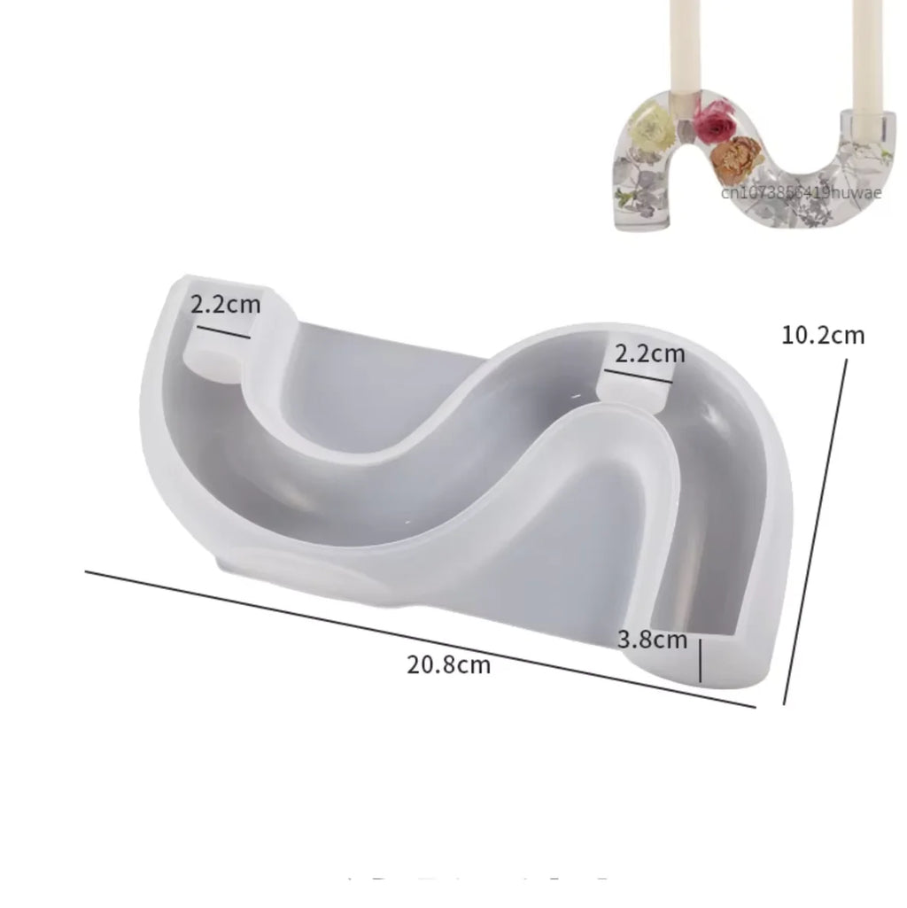 S/M/L/U-Shape Candle Holder Silicone Mold Crystal Mirror Epoxy Resin Mould DIY Cement Gypsum Arched Mould Candlestick Home Decor