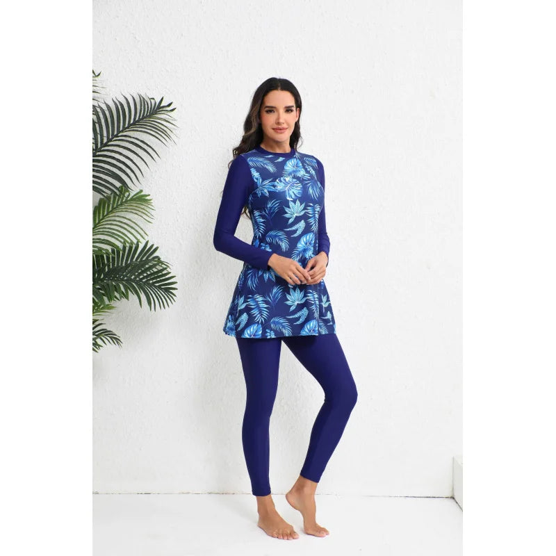 MuslimThree-piece swimsuit, conservative swimsuit, long-sleeved surfing suitModestWomen's full-body swimsuit