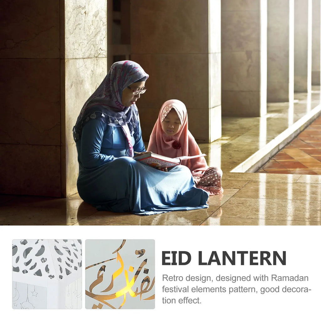 1Pcs Iron Art Eid Lantern Ramadan LED Light Decorative Lamp Hanging Muslim Festival Indoor Outdoor Party Decoration