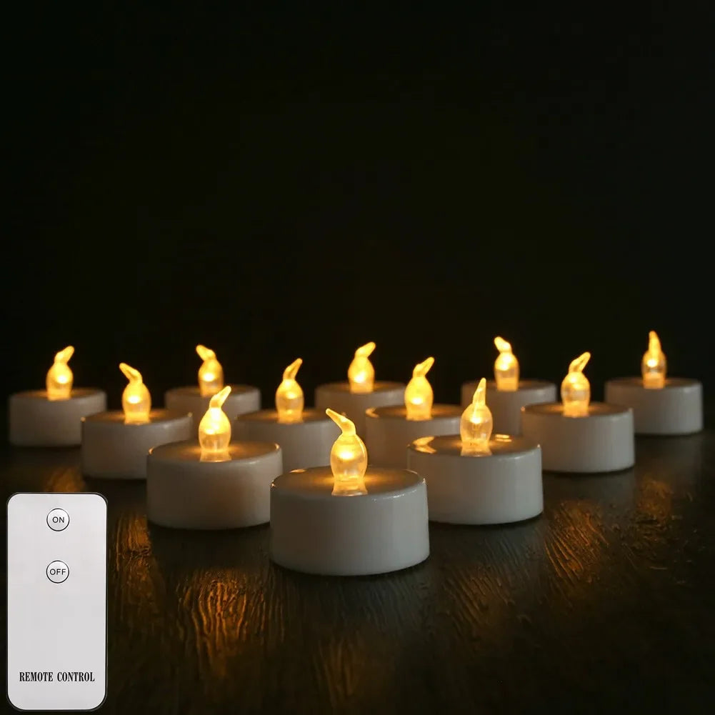 Flameless LED Electronic Candle with Remote Control LED Lighting with Flickering Flame Tea Lights Wedding Party Home Decor