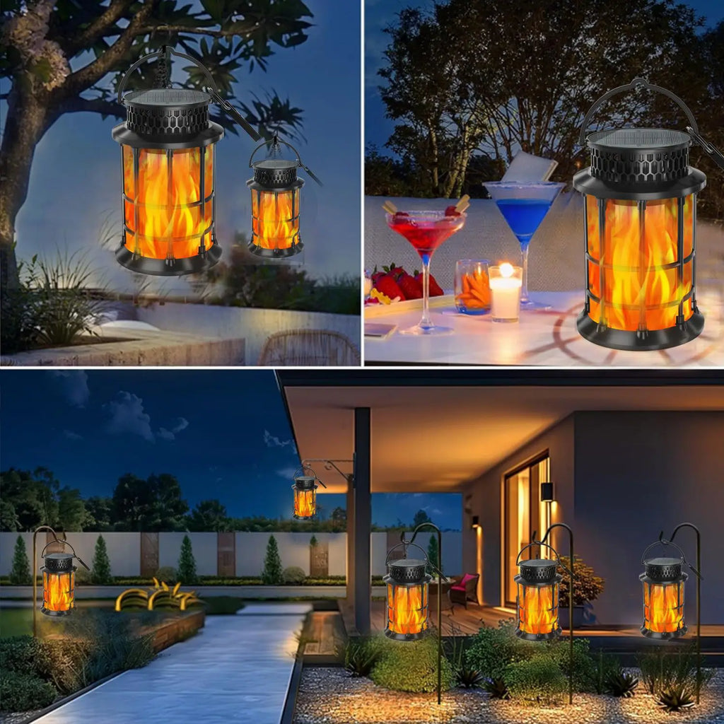Solar Flame Lamp Outdoor Garden Lawn Landscape Christmas Party Decoration Holiday Festival Night Light Automatically Lights Up