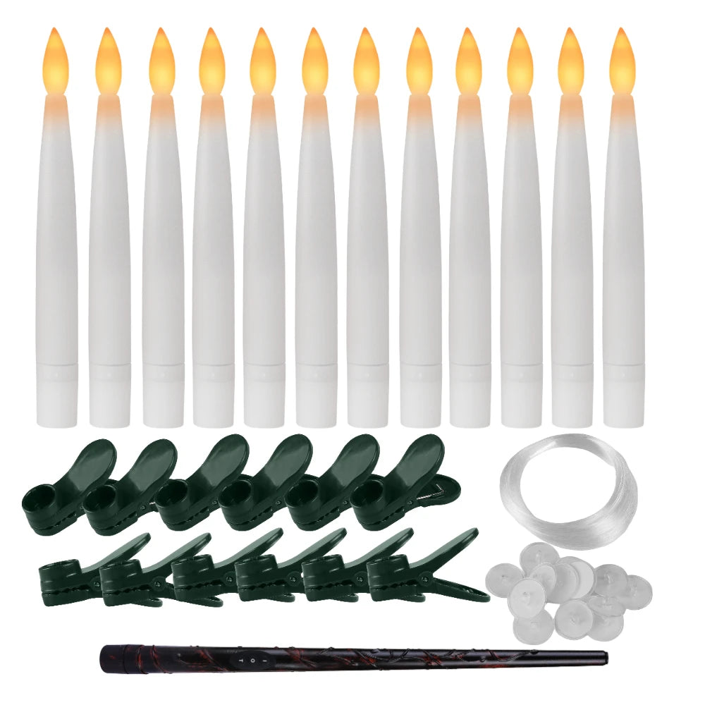 10/20/30Pc LED Flameless Flickering 12CM Taper Clip-On Candles Drip Timer Remote Control Cordless Christmas Tree Holiday Decor