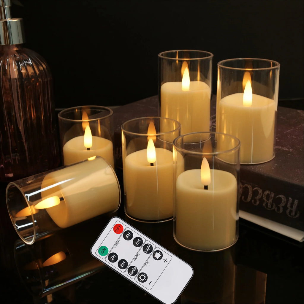 Flameless LED Electronic Candle with Remote Control LED Lighting with Flickering Flame Tea Lights Wedding Party Home Decor