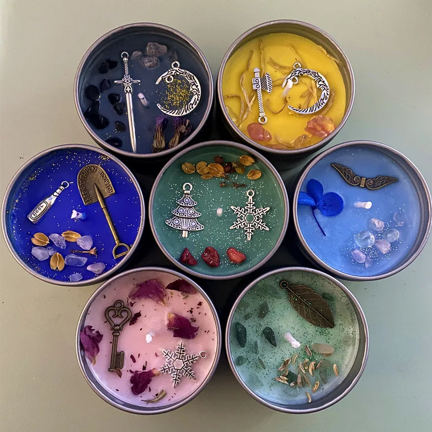 8OZ Crystal Candle Wholesale Tin Can Vanilla Scented Candles In Jars Real Herbs Crystal Candles Home Decoration Lily Rose