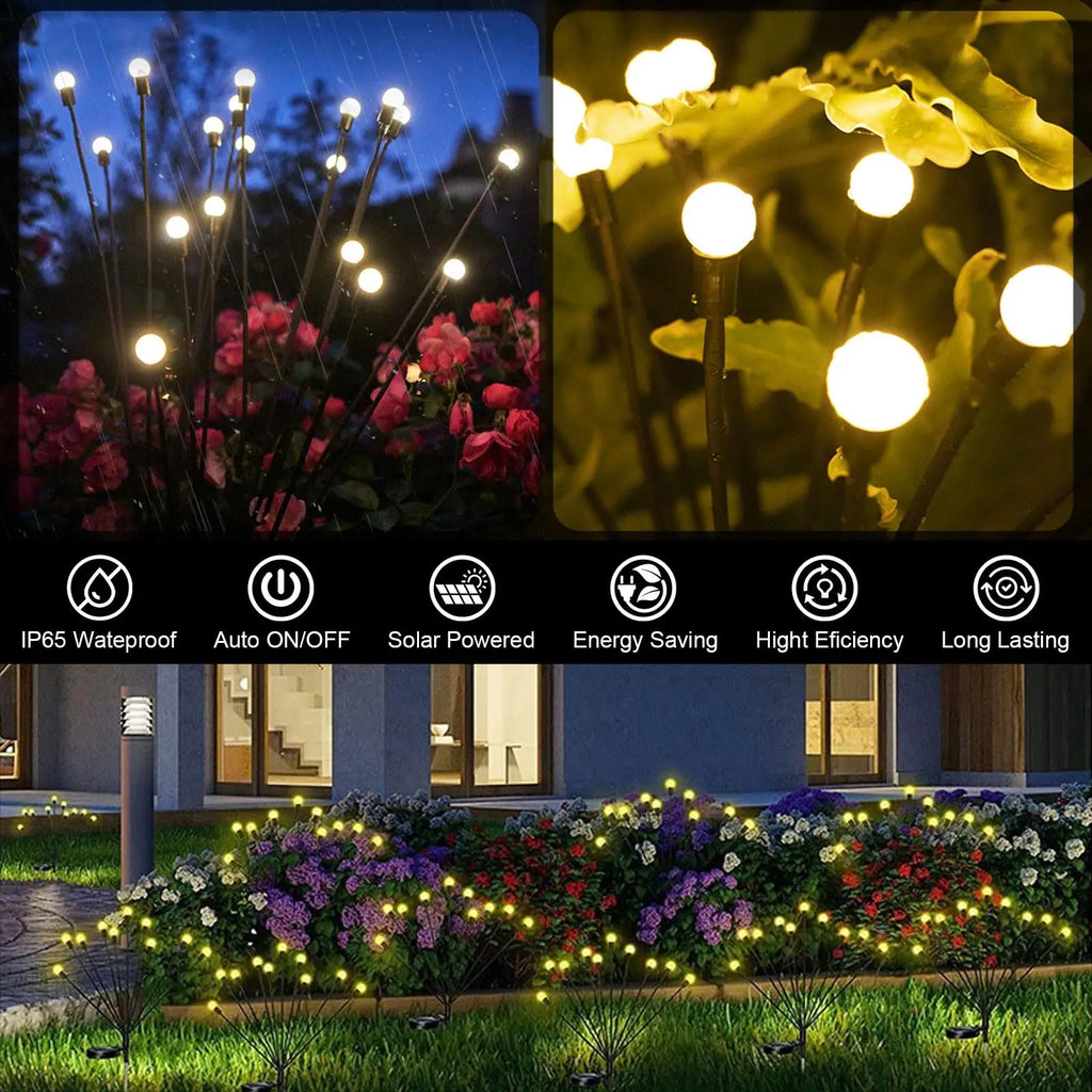 10 Lights Solar Lawn Lamp Garden Lamp, Garden Ramadan Decoration Festival Lamp, LED Wind-driven FireflyGround Plug Lamp