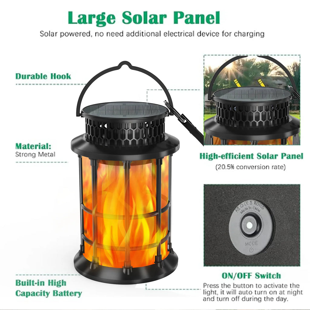 Solar Flame Lamp Outdoor Garden Lawn Landscape Christmas Party Decoration Holiday Festival Night Light Automatically Lights Up