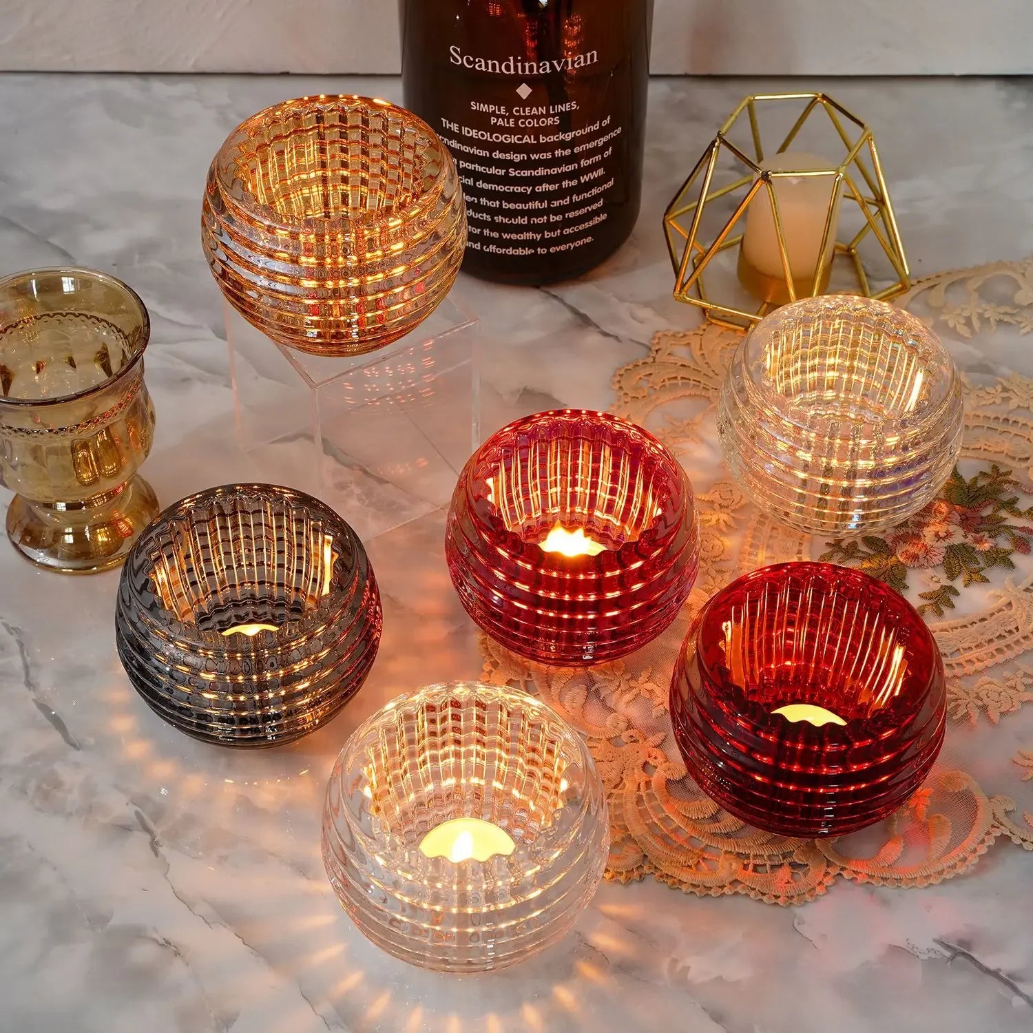 Crystal Tealight Candle Holders Crystal Glass Candlestick Banquet Decorations for Home Wedding Birthday Party and Holidays