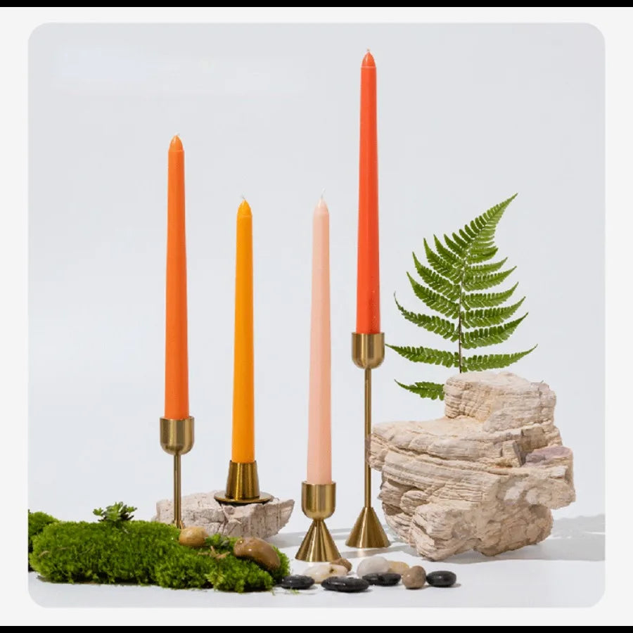 4pcs/set 9.84in gradient color long stem candles, unscented smokeless taper candles for wedding restaurant and home decoration