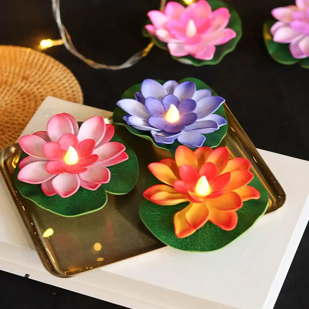 Lotus Night Light Floating Water Flower  Lotus Sensor Night Lamp Floating WaterGlow Flower Lamps Garden Decor Festive Wishing