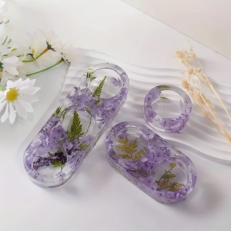 1/2/3 Hole DIY Crystal Epoxy Plastic Resin Mold Porous Round Aromatherapy Gypsum Candle Holder Ornament Silicone Mold